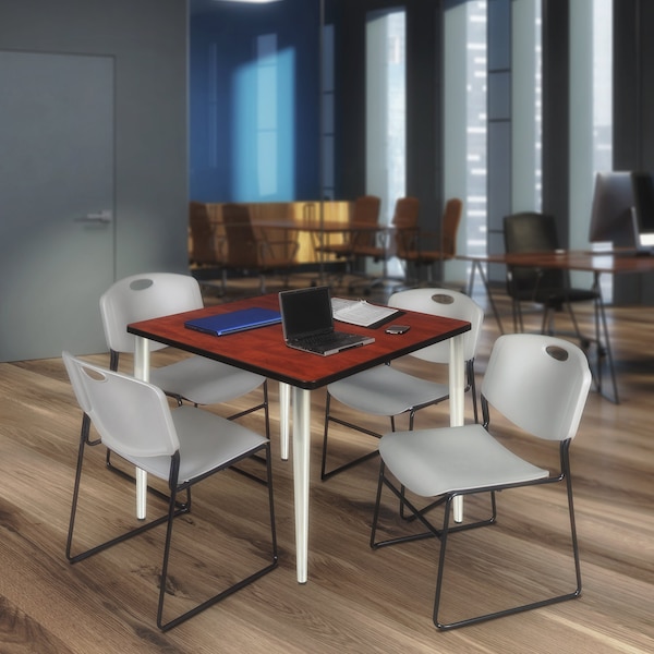Regency Kahlo Square Table & Chair Sets, 48 W, 48 L, 29 H, Wood, Metal, Polypropylene Top, Cherry TPL4848CHCM44GY - main